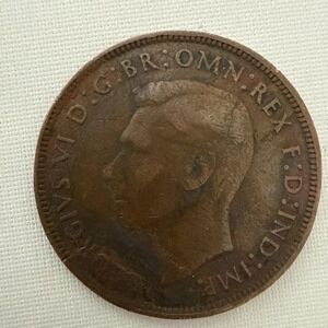 1940 COPPER ONE PENNY COIN GEORGIVS‎ VI D G BR OMN REX F D IND IMP